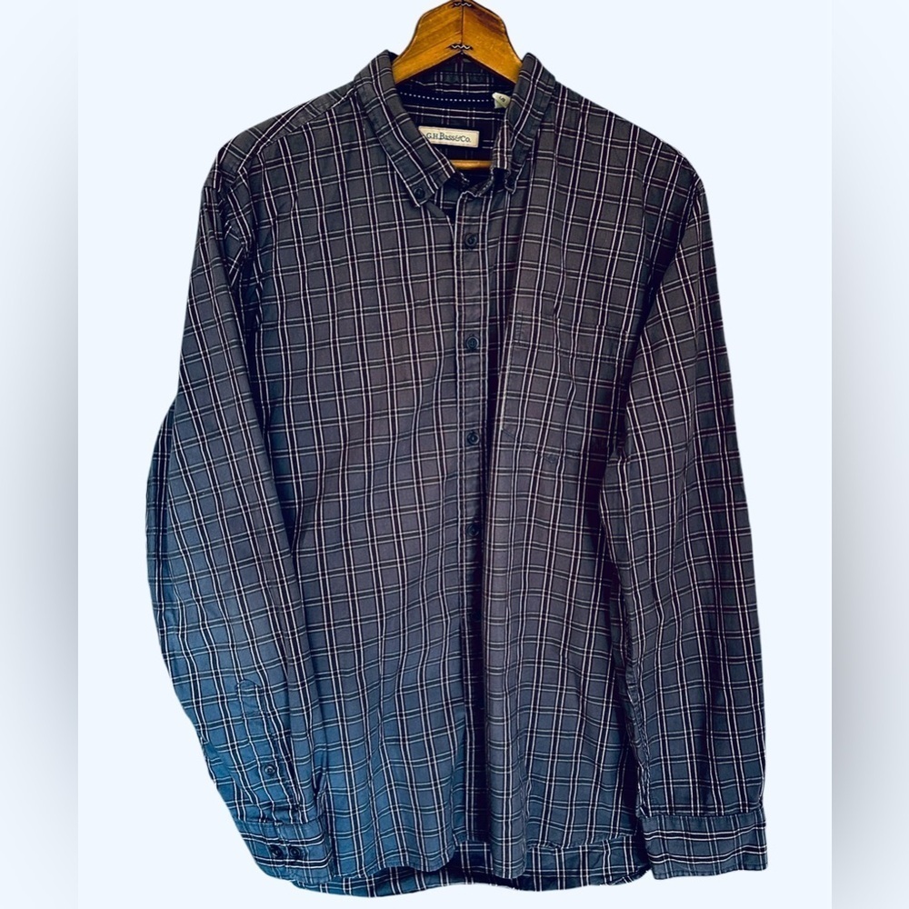 G.H. Bass & Co Men’s Casual Plaid Button Down Shirt Size Large